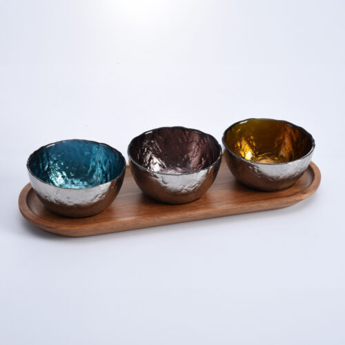 Image by Set Of 3 Colored Glass Bowls & Tray