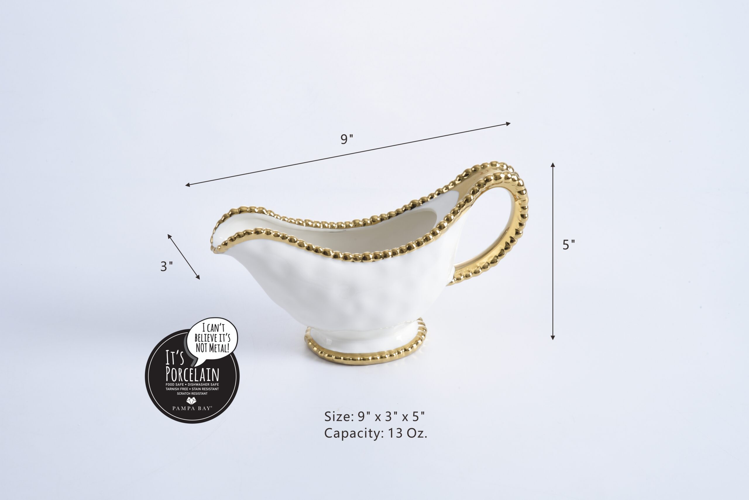 Pampa Bay Porcelain Salerno Gravy Boat - Thumbnail 5