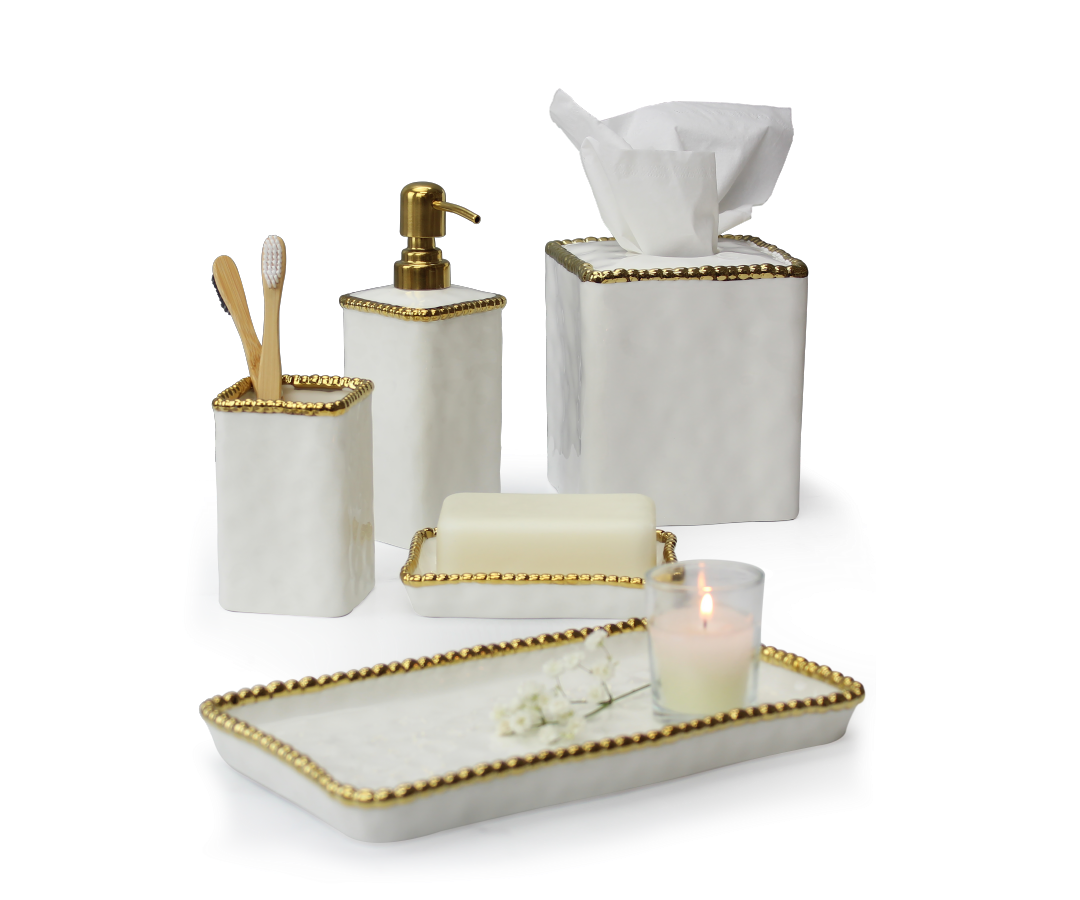 Vanity Accessories with Gold Beads Pampa Bay