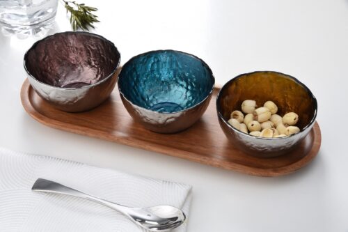 Image by Set Of 3 Colored Glass Bowls & Tray
