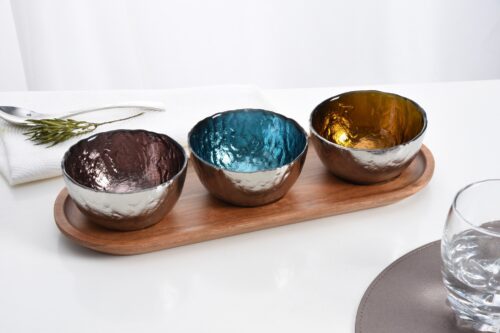 Image by Set Of 3 Colored Glass Bowls & Tray
