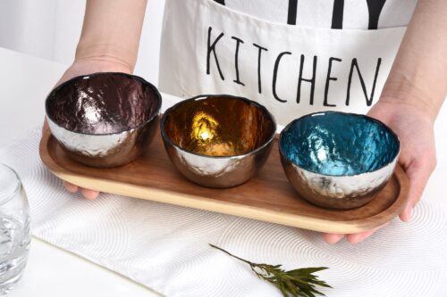 Image by Set Of 3 Colored Glass Bowls & Tray