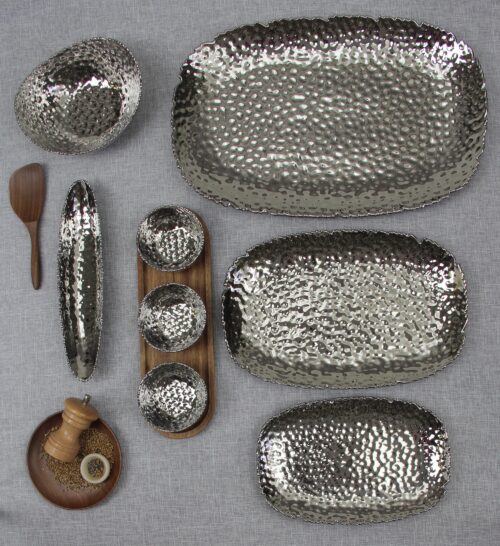 Image by Set of 3 Porcelain Bowls on Acacia Wood Tray