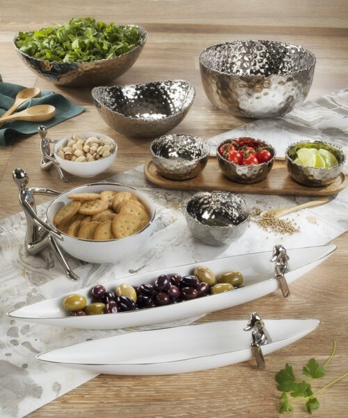 Image by Set of 3 Porcelain Bowls on Acacia Wood Tray