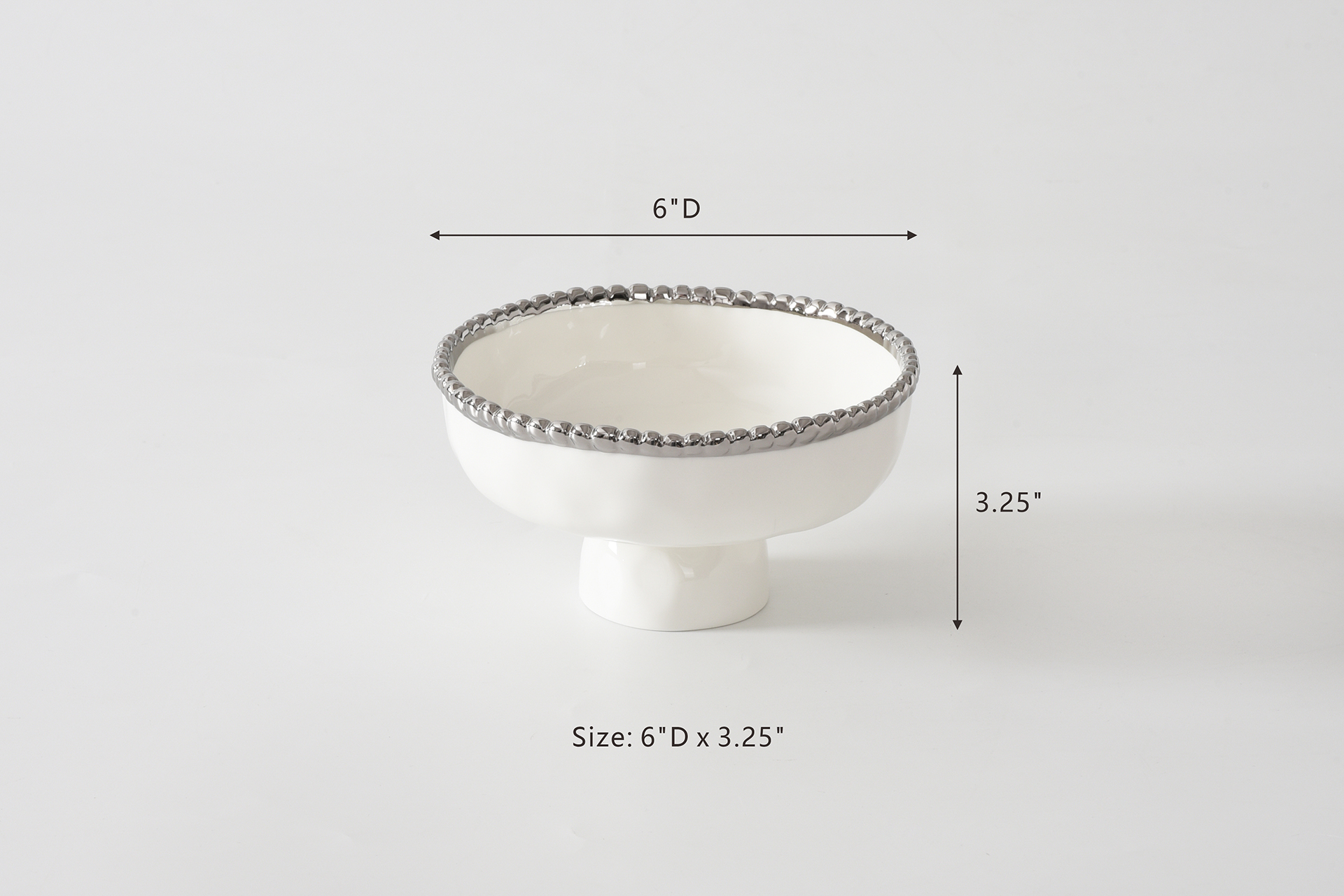 Size: 6" D x 3.25"