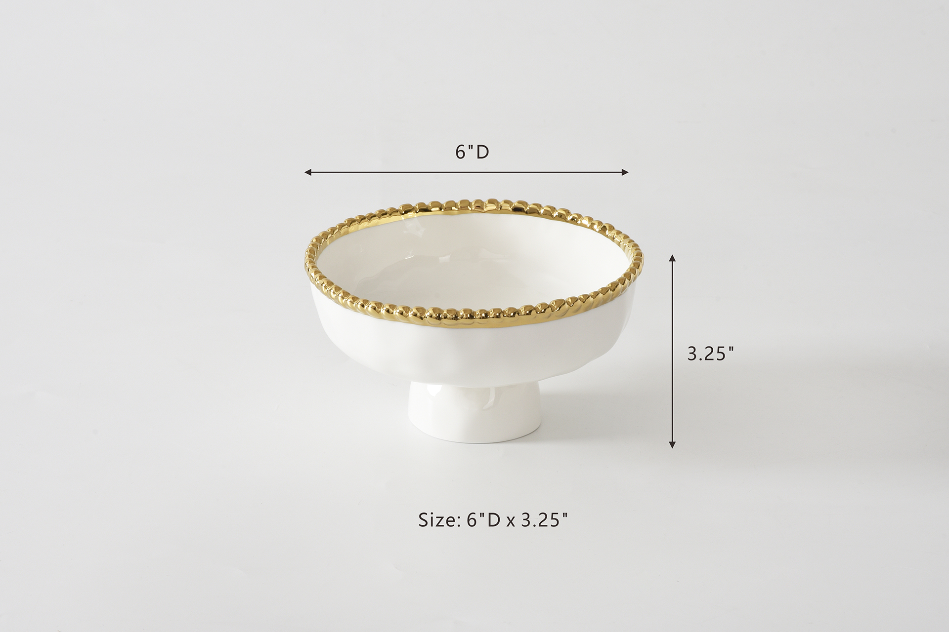Size: 6" D x 3.25"