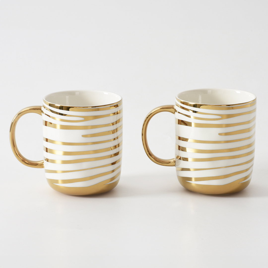 Pampa Bay Cappuccinotasse Mit Untertasse – Porzellan, Goldene Akzente, 7,6x19,7 Cm