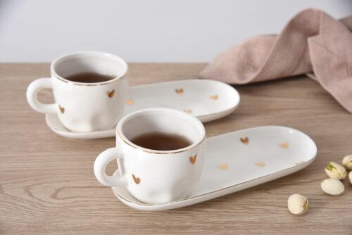 Set of 2 Espresso Cups & Saucers