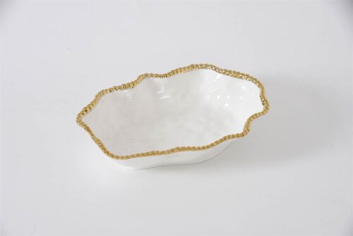 Pampa Bay Golden Salerno Ciotola Con Piedi In Porcellana – A Forma Di Fiore, 20,3x11,4 Cm, Lavabile In Lavastoviglie, Per Frutta, Snack O Centrotavola